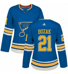 Womens Adidas St Louis Blues 21 Tyler Bozak Authentic Navy Blue Alternate NHL Jersey 