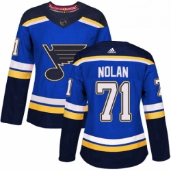 Womens Adidas St Louis Blues 71 Jordan Nolan Authentic Royal Blue Home NHL Jersey 