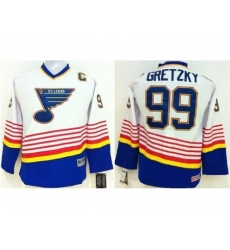 Kids St. Louis Blues #99 Wayne Gretzky White NHL Jersey