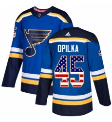 Youth Adidas St Louis Blues 45 Luke Opilka Authentic Blue USA Flag Fashion NHL Jersey 