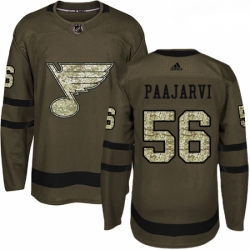 Youth Adidas St Louis Blues 56 Magnus Paajarvi Premier Green Salute to Service NHL Jersey 