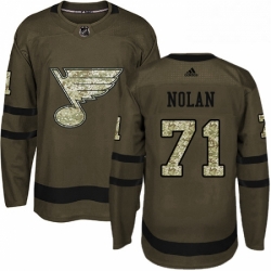 Youth Adidas St Louis Blues 71 Jordan Nolan Authentic Green Salute to Service NHL Jersey 