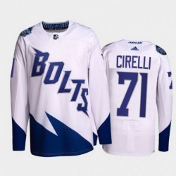 Men Tampa Bay Lightning 2371 Anthony Cirelli 2022 White Stadium Series Breakaway Stitched jersey