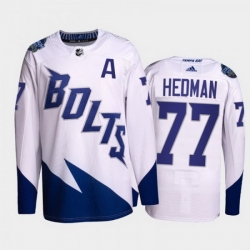 Men Tampa Bay Lightning 2377 Victor Hedman 2022 White Stadium Series Breakaway Stitched jersey