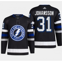 Men Tampa Bay Lightning 31 Jonas Johansson Black Alternate Premier Breakaway Stitched Jersey