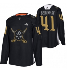 Men Tampa Bay Lightning 41 Pierre Edouard Bellemare Black Gasparilla Inspired Pirate Themed Warmup Stitched jersey