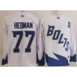 Men Tampa Bay Lightning 77 Victor Hedman White 2022 Stadium Series Authentic Jersey