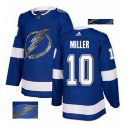 Mens Adidas Tampa Bay Lightning 10 JT Miller Authentic Royal Blue Fashion Gold NHL Jersey 