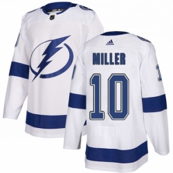 Mens Adidas Tampa Bay Lightning 10 JT Miller Authentic White Away NHL Jerse