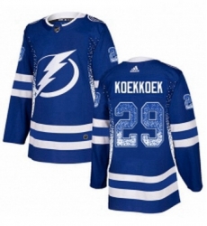 Mens Adidas Tampa Bay Lightning 29 Slater Koekkoek Authentic Blue Drift Fashion NHL Jersey 