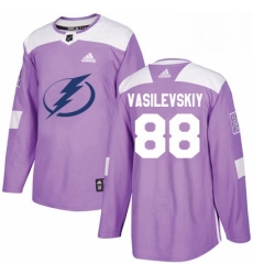 Mens Adidas Tampa Bay Lightning 88 Andrei Vasilevskiy Authentic Purple Fights Cancer Practice NHL Jersey 