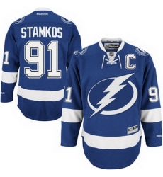 Mens Tampa Bay Lightning Steven Stamkos Reebok Blue Home Captain Premier Jersey