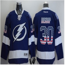 Tampa Bay Lightning #30 Ben Bishop Blue USA Flag Fashion Stitched NHL Jersey