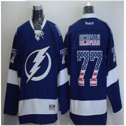 Tampa Bay Lightning #77 Victor Hedman Blue USA Flag Fashion Stitched NHL Jersey