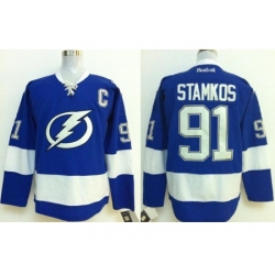 Tampa Bay Lightning 91 Steven Stamkos Blue NHL Hockey Jersey