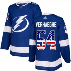 Youth Adidas Tampa Bay Lightning 54 Carter Verhaeghe Authentic Blue USA Flag Fashion NHL Jersey 