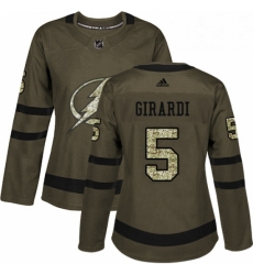 Womens Adidas Tampa Bay Lightning 5 Dan Girardi Authentic Green Salute to Service NHL Jersey 