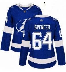 Womens Adidas Tampa Bay Lightning 64 Matthew Spencer Authentic Royal Blue Home NHL Jersey 