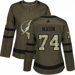 Womens Adidas Tampa Bay Lightning 74 Dominik Masin Authentic Green Salute to Service NHL Jersey 