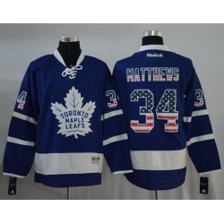 Maple Leafs #34 Auston Matthews Blue USA Flag Fashion Stitched NHL Jersey Maple Leafs #34 Auston Matthews Blue USA Flag Fashion Stitched NHL Jersey
