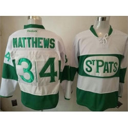 Maple Leafs #34 Auston Matthews White Green St. Patrick's Day Stitched NHL Jersey Maple Leafs #34 Auston Matthews White Green St. Patrick's Day Stitched NHL Jersey