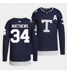 Men Toronto Maple Leafs 34 Auston Matthews 2022 Heritage Classic Navy Stitched jersey