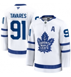 Men Toronto Maple Leafs John Tavares 91 Fanatics Away White Premium Stitched Hockey Jersey