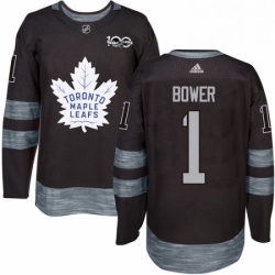 Mens Adidas Toronto Maple Leafs 1 Johnny Bower Authentic Black 1917 2017 100th Anniversary NHL Jersey  Mens Adidas Toronto Maple Leafs 1 Johnny Bower Authentic Black 1917 2017 100th Anniversary NHL Jersey