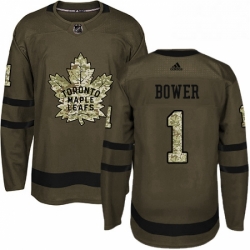 Mens Adidas Toronto Maple Leafs 1 Johnny Bower Authentic Green Salute to Service NHL Jersey  Mens Adidas Toronto Maple Leafs 1 Johnny Bower Authentic Green Salute to Service NHL Jersey