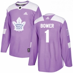 Mens Adidas Toronto Maple Leafs 1 Johnny Bower Authentic Purple Fights Cancer Practice NHL Jersey  Mens Adidas Toronto Maple Leafs 1 Johnny Bower Authentic Purple Fights Cancer Practice NHL Jersey