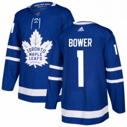 Mens Adidas Toronto Maple Leafs 1 Johnny Bower Authentic Royal Blue Home NHL Jersey  Mens Adidas Toronto Maple Leafs 1 Johnny Bower Authentic Royal Blue Home NHL Jersey