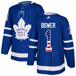 Mens Adidas Toronto Maple Leafs 1 Johnny Bower Authentic Royal Blue USA Flag Fashion NHL Jersey  Mens Adidas Toronto Maple Leafs 1 Johnny Bower Authentic Royal Blue USA Flag Fashion NHL Jersey