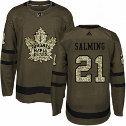 Mens Adidas Toronto Maple Leafs 21 Borje Salming Authentic Green Salute to Service NHL Jersey  Mens Adidas Toronto Maple Leafs 21 Borje Salming Authentic Green Salute to Service NHL Jersey