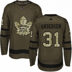 Mens Adidas Toronto Maple Leafs 31 Frederik Andersen Authentic Green Salute to Service NHL Jersey  Mens Adidas Toronto Maple Leafs 31 Frederik Andersen Authentic Green Salute to Service NHL Jersey