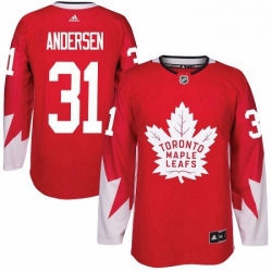 Mens Adidas Toronto Maple Leafs 31 Frederik Andersen Authentic Red Alternate NHL Jersey  Mens Adidas Toronto Maple Leafs 31 Frederik Andersen Authentic Red Alternate NHL Jersey