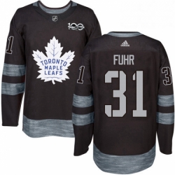 Mens Adidas Toronto Maple Leafs 31 Grant Fuhr Authentic Black 1917 2017 100th Anniversary NHL Jersey  Mens Adidas Toronto Maple Leafs 31 Grant Fuhr Authentic Black 1917 2017 100th Anniversary NHL Jersey