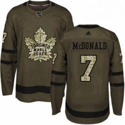 Mens Adidas Toronto Maple Leafs 7 Lanny McDonald Authentic Green Salute to Service NHL Jersey  Mens Adidas Toronto Maple Leafs 7 Lanny McDonald Authentic Green Salute to Service NHL Jersey