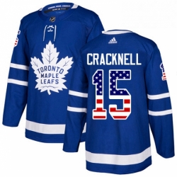 Youth Adidas Toronto Maple Leafs 15 Adam Cracknell Authentic Royal Blue USA Flag Fashion NHL Jersey 