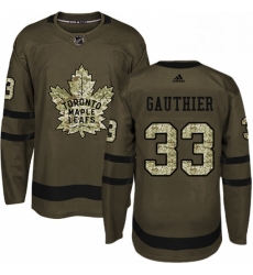 Youth Adidas Toronto Maple Leafs 33 Frederik Gauthier Authentic Green Salute to Service NHL Jersey 