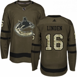 Mens Adidas Vancouver Canucks 16 Trevor Linden Premier Green Salute to Service NHL Jersey  Mens Adidas Vancouver Canucks 16 Trevor Linden Premier Green Salute to Service NHL Jersey