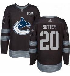 Mens Adidas Vancouver Canucks 20 Brandon Sutter Premier Black 1917 2017 100th Anniversary NHL Jersey 