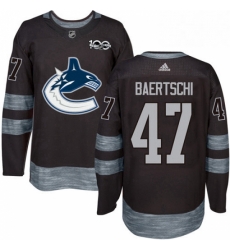 Mens Adidas Vancouver Canucks 47 Sven Baertschi Authentic Black 1917 2017 100th Anniversary NHL Jersey 