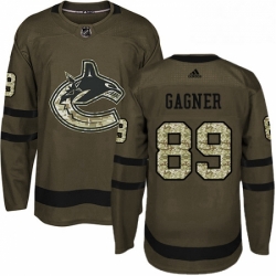 Mens Adidas Vancouver Canucks 89 Sam Gagner Authentic Green Salute to Service NHL Jersey 