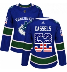 Womens Adidas Vancouver Canucks 52 Cole Cassels Authentic Blue USA Flag Fashion NHL Jersey 