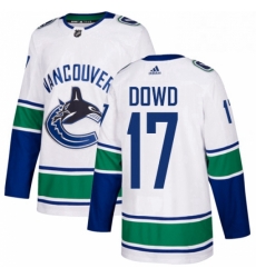 Youth Adidas Vancouver Canucks 17 Nic Dowd Authentic White Away NHL Jersey 