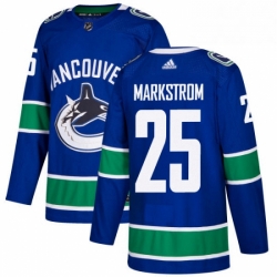 Youth Adidas Vancouver Canucks 25 Jacob Markstrom Authentic Blue Home NHL Jersey 