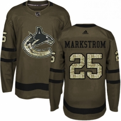 Youth Adidas Vancouver Canucks 25 Jacob Markstrom Premier Green Salute to Service NHL Jersey 