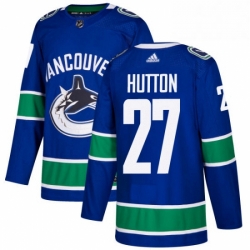 Youth Adidas Vancouver Canucks 27 Ben Hutton Premier Blue Home NHL Jersey 