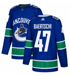 Youth Adidas Vancouver Canucks 47 Sven Baertschi Premier Blue Home NHL Jersey 