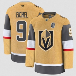 Men Vegas Golden Knights  9 Jack Eichel Gold 2026 Stanley Cup Final Patch Home Stitched Hockey Jersey